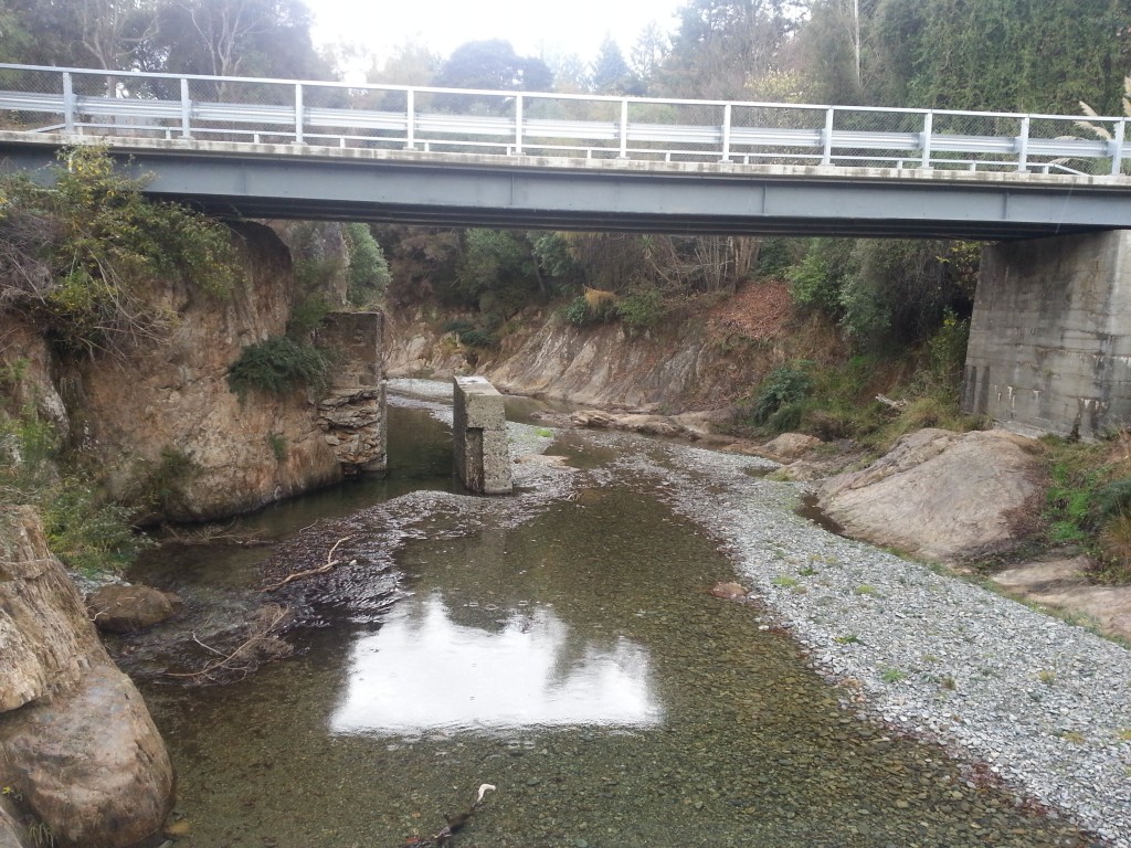 Concrete structure under bridge