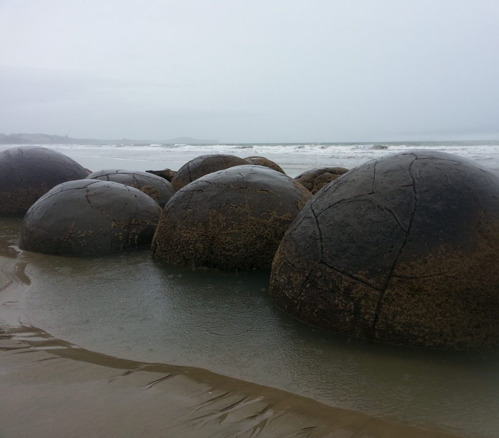 Washed up baskets of kumara