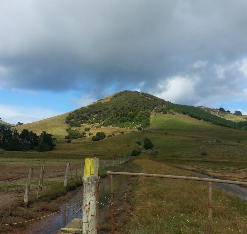 The obvious way back, with Kerr's farm on the right