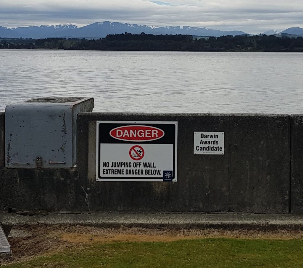 Sign at Te Anau control gates