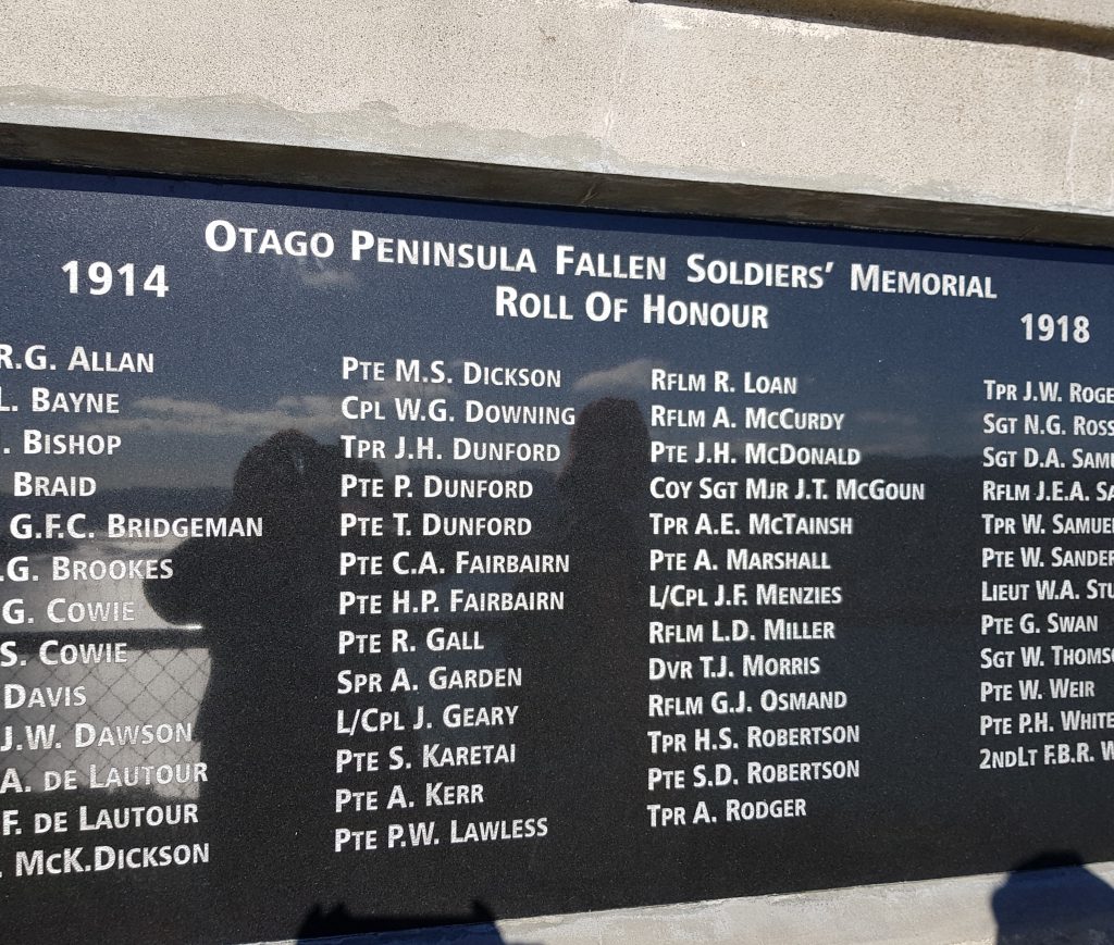 Otago Peninsula Soldiers' Memorial Plaque