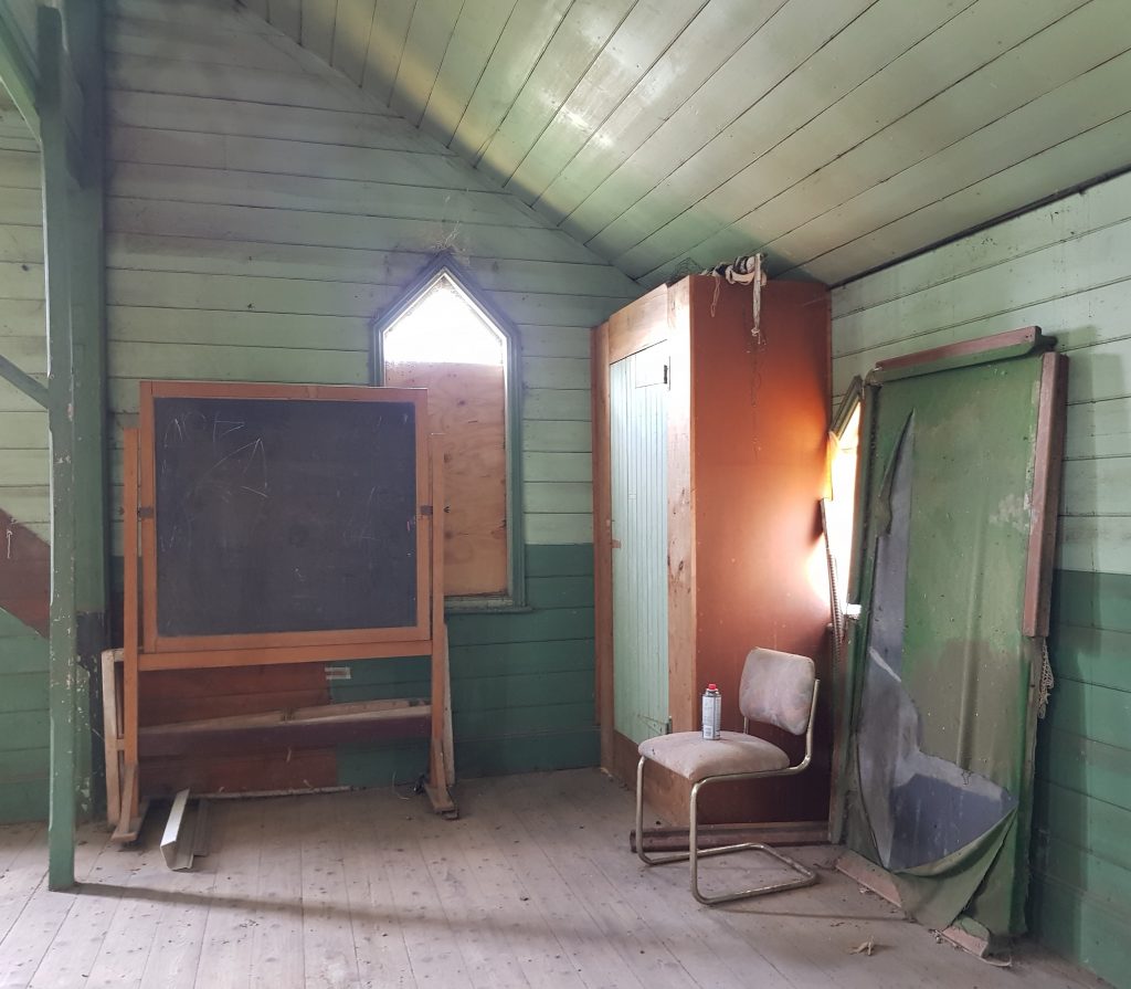 Interior of Lawrence School Hall and Church