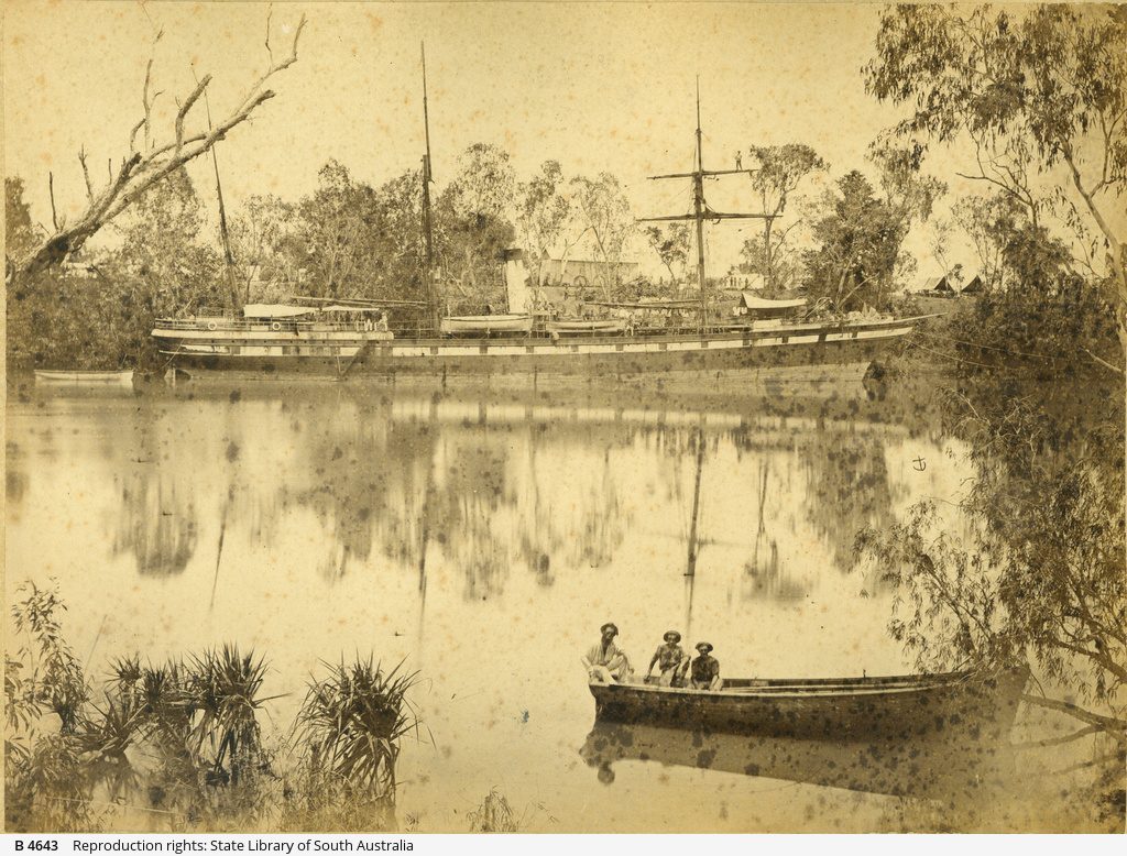 The SS Tararua mored on the Roper River. Source: State Libraray of South Australia [B 4643] 
