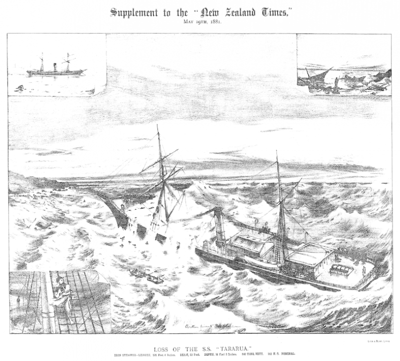 A depiction of the Tararua wreck