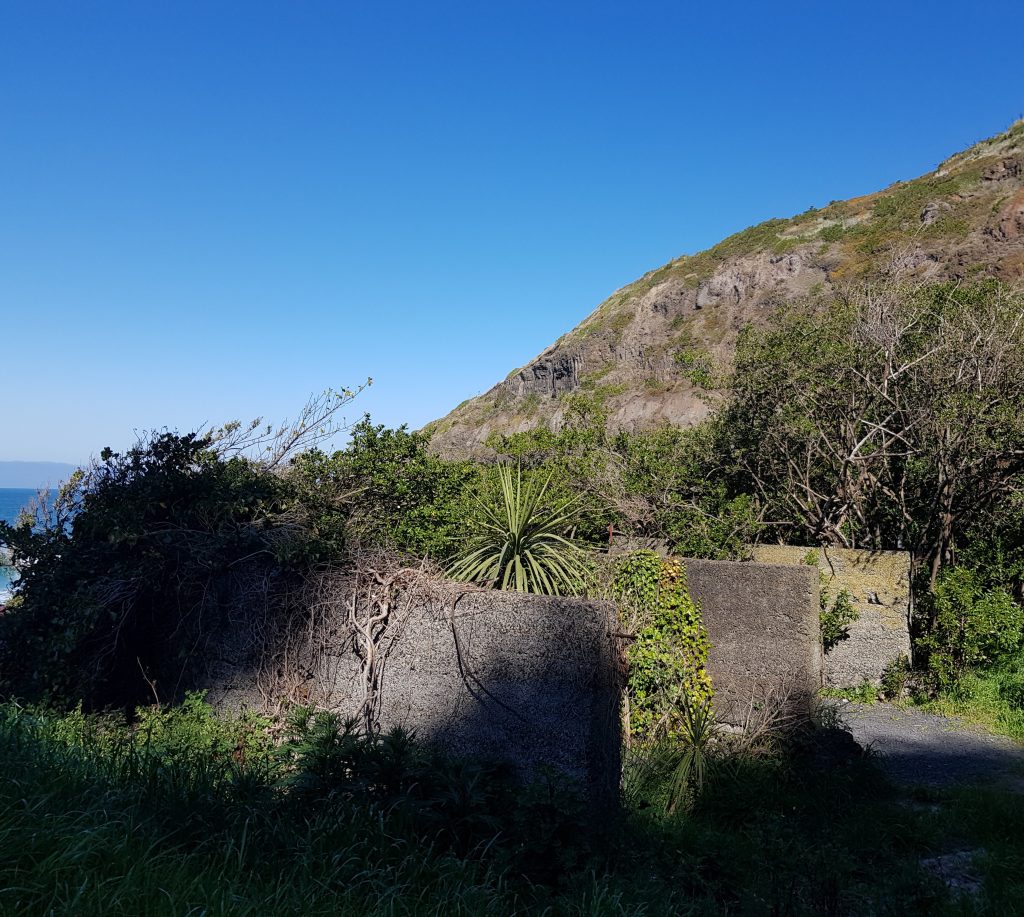 Ruined walls at Second Beach