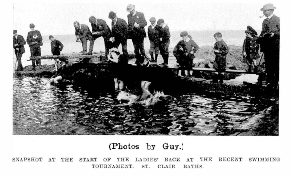 Swimming tournament at St Clair Baths, 1910