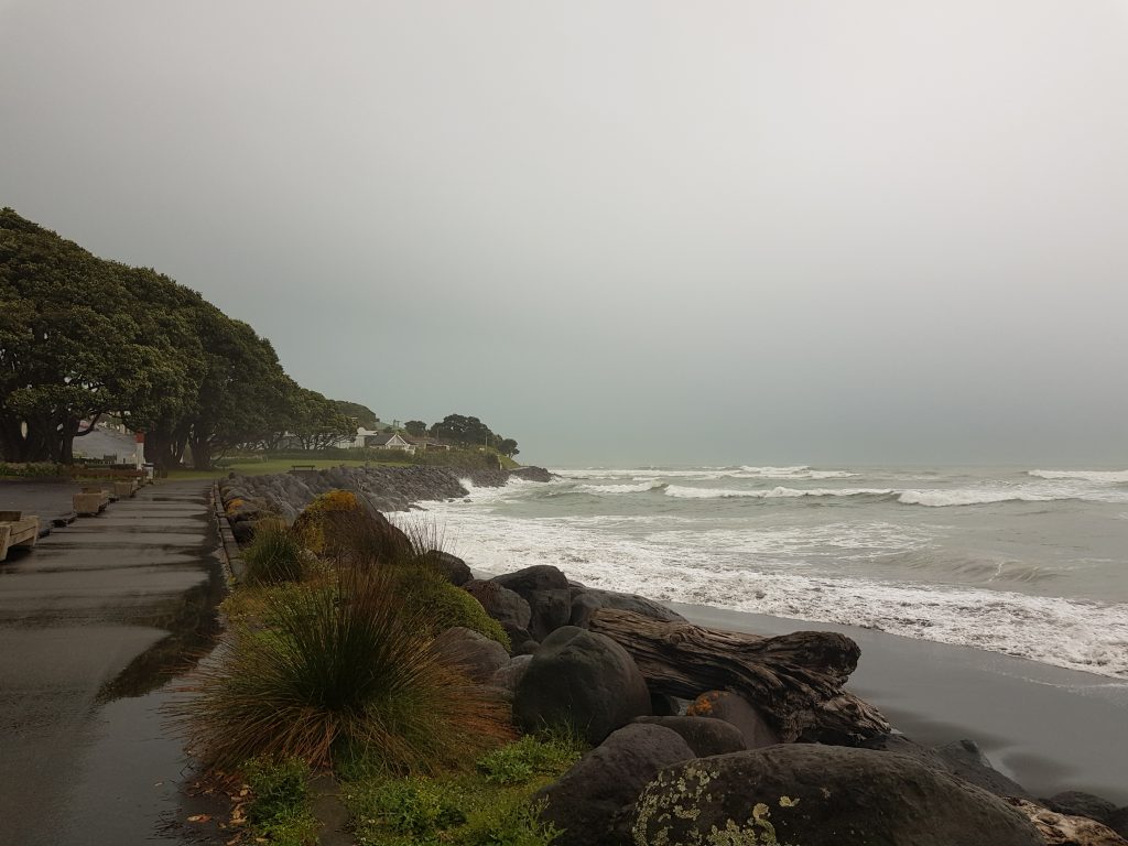 New Plymouth beachfront in storm