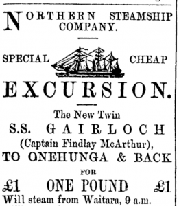 Advertisement for the new steamer. Source: Papers Past