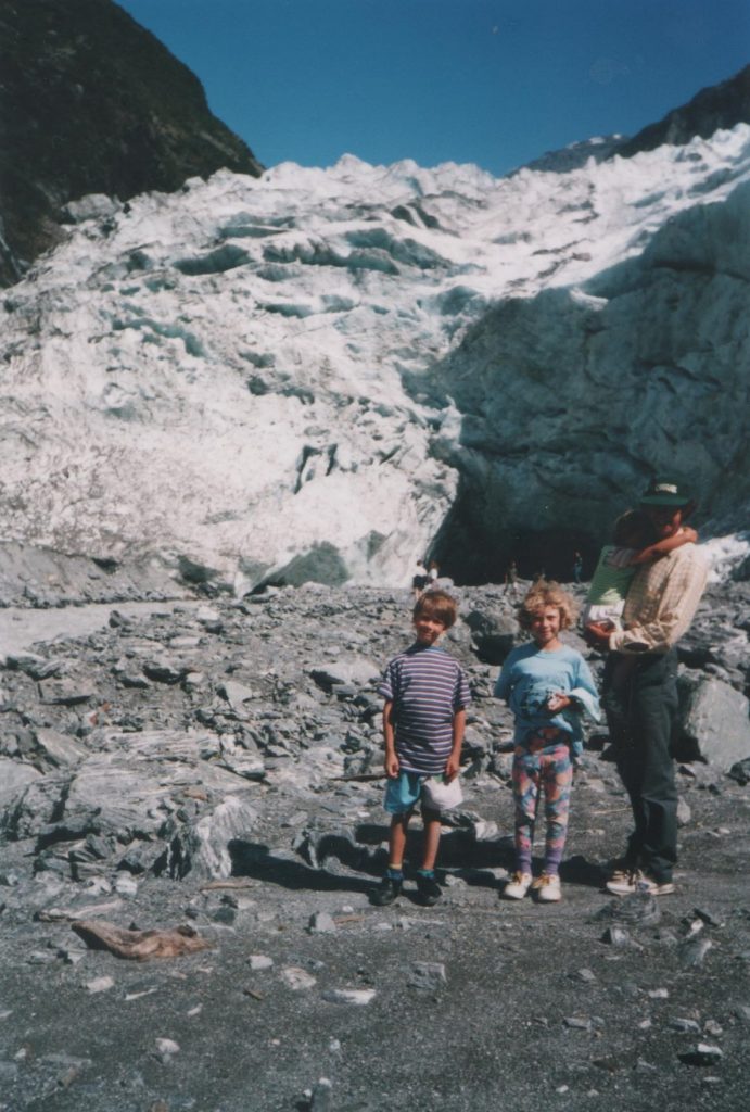 The author and her family at Fox Glacier circa 1993